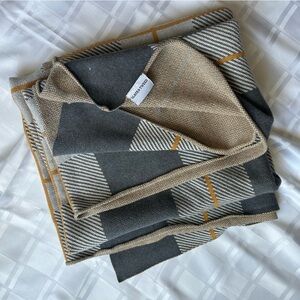 Slate & Tweed Grey & Yellow Cotton Tartan Throw Blanket
